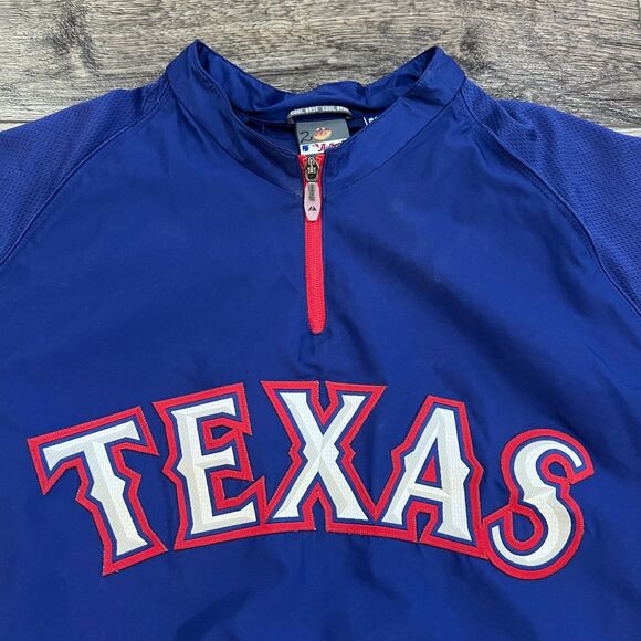 Majestic Cool Base Texas Rangers Half-Zip Pullover Jacket Windbreaker Mens Large - Picture 2 of 9